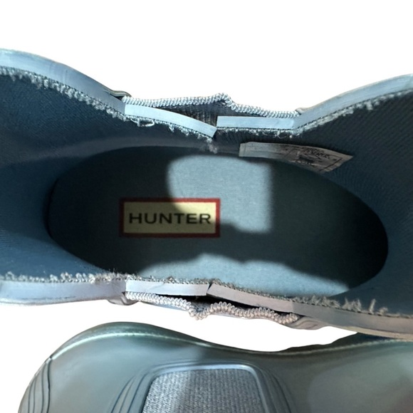 Hunter Nebula Blue Iridescent Wellington Original Chelsea Boot W5/Kids 3 - Picture 12 of 12